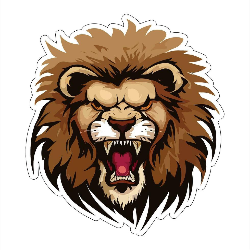 Lion face and head vector art sticker and logo template
