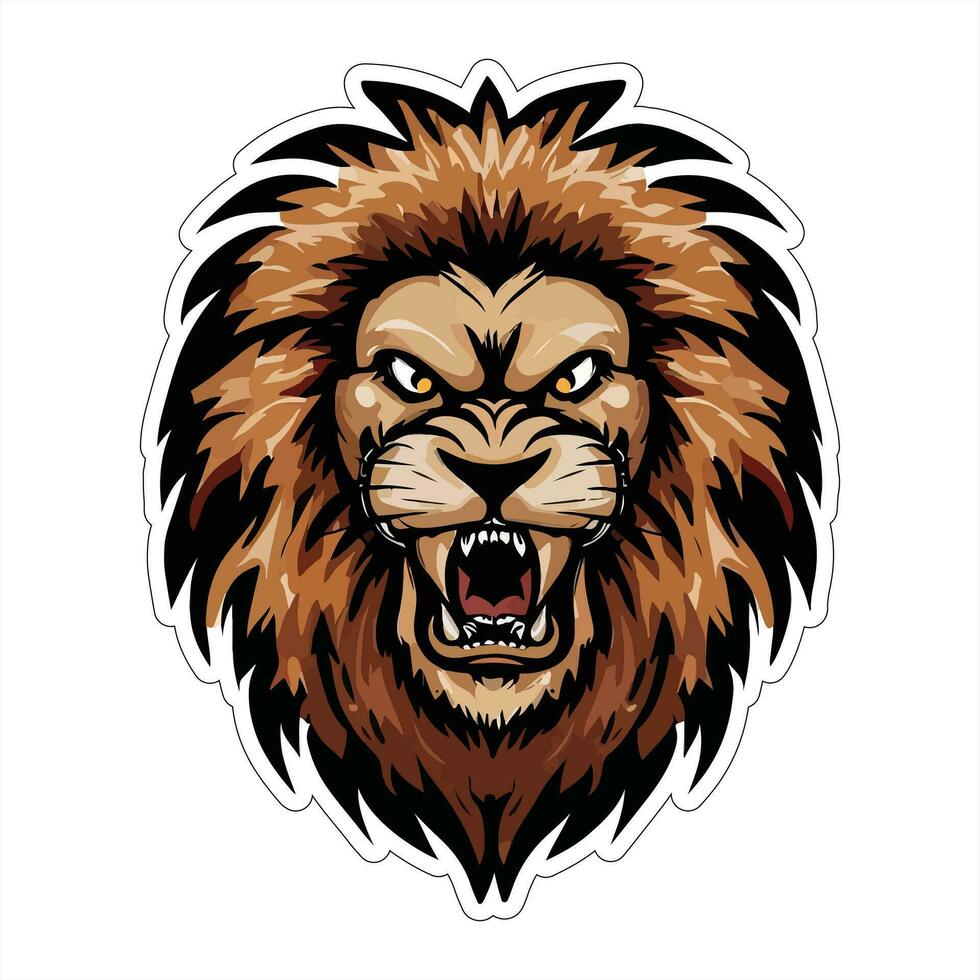 Lion face and head vector art sticker and logo template