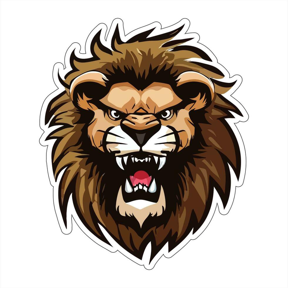 Lion face and head vector art sticker and logo template