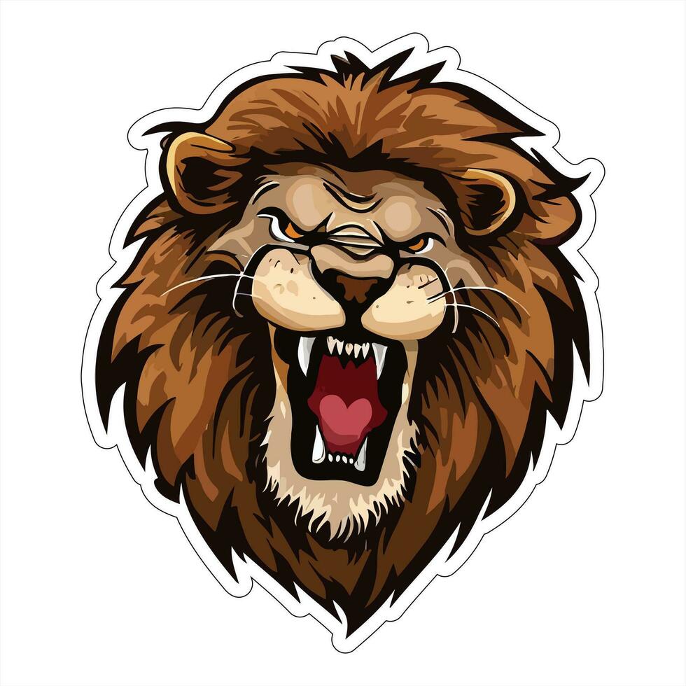 Lion face and head vector art sticker and logo template