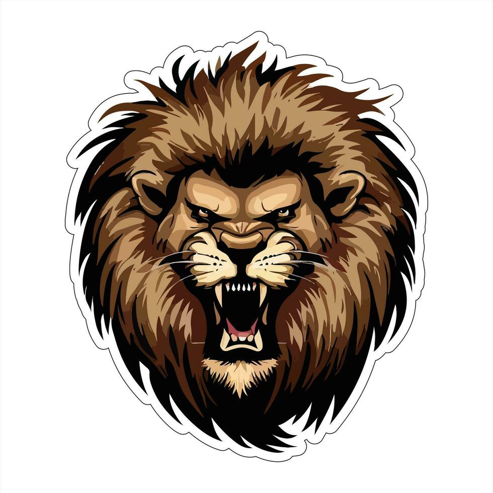 Lion face and head vector art sticker and logo template