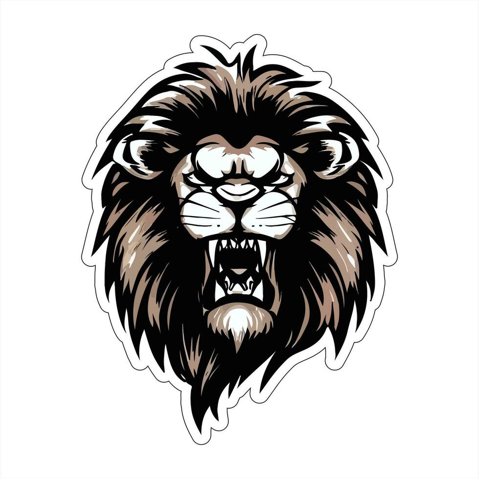 Lion face and head vector art sticker and logo template