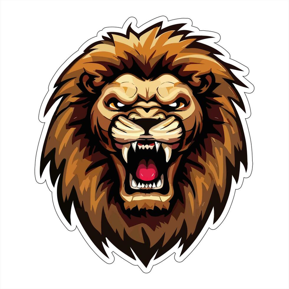 Lion face and head vector art sticker and logo template