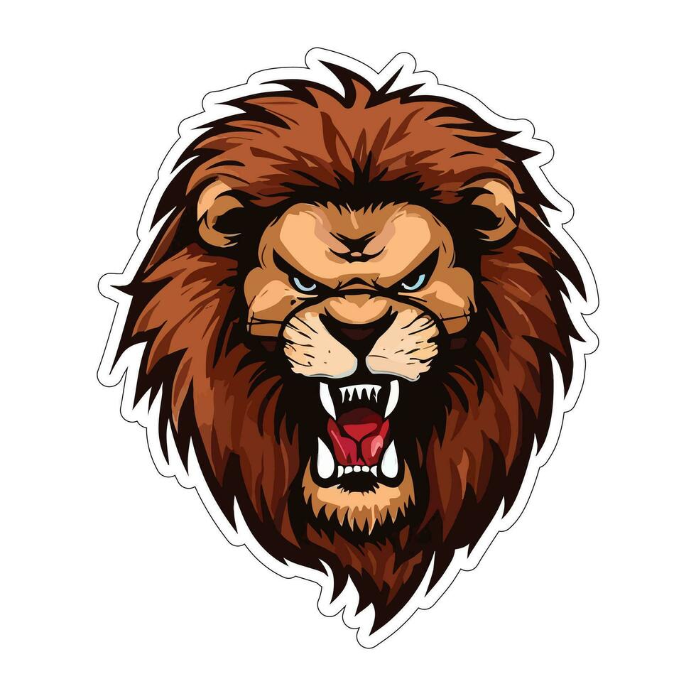 Lion face and head vector art sticker and logo template