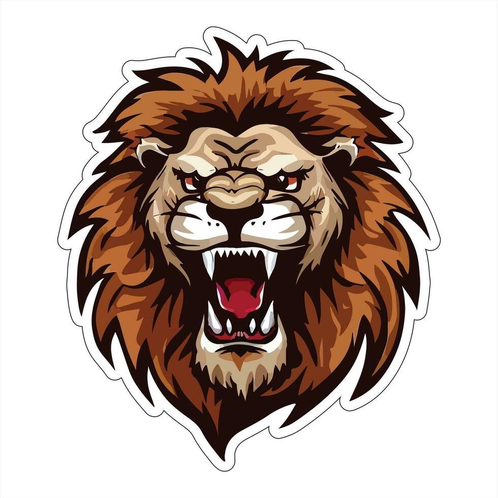 Lion face and head vector art sticker and logo template