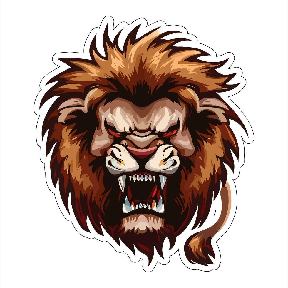 Lion face and head vector art sticker and logo template