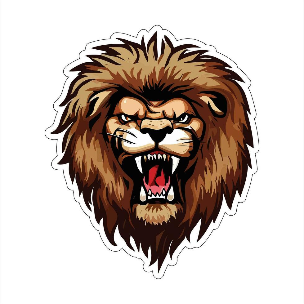 Lion face and head vector art sticker and logo template