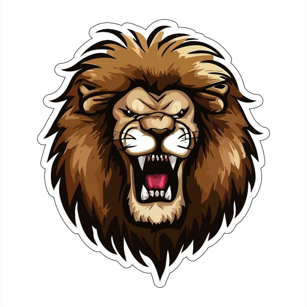 Lion face and head vector art sticker and logo template