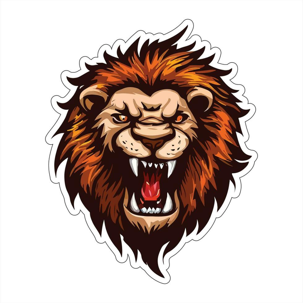 Lion face and head vector art sticker and logo template