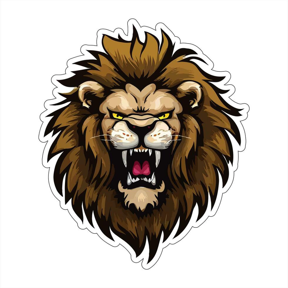 Lion face and head vector art sticker and logo template