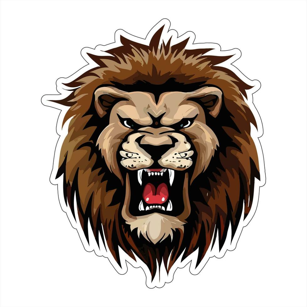 Lion face and head vector art sticker and logo template