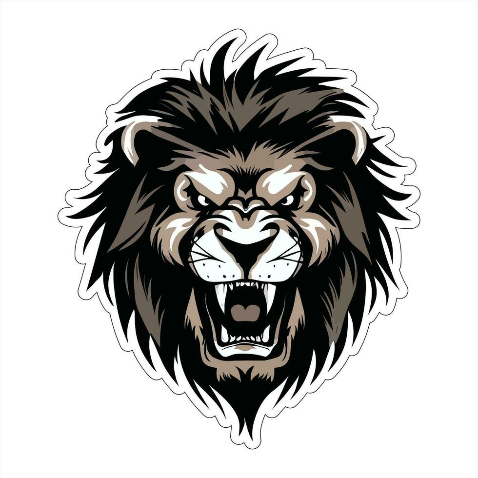 Lion face and head vector art sticker and logo template