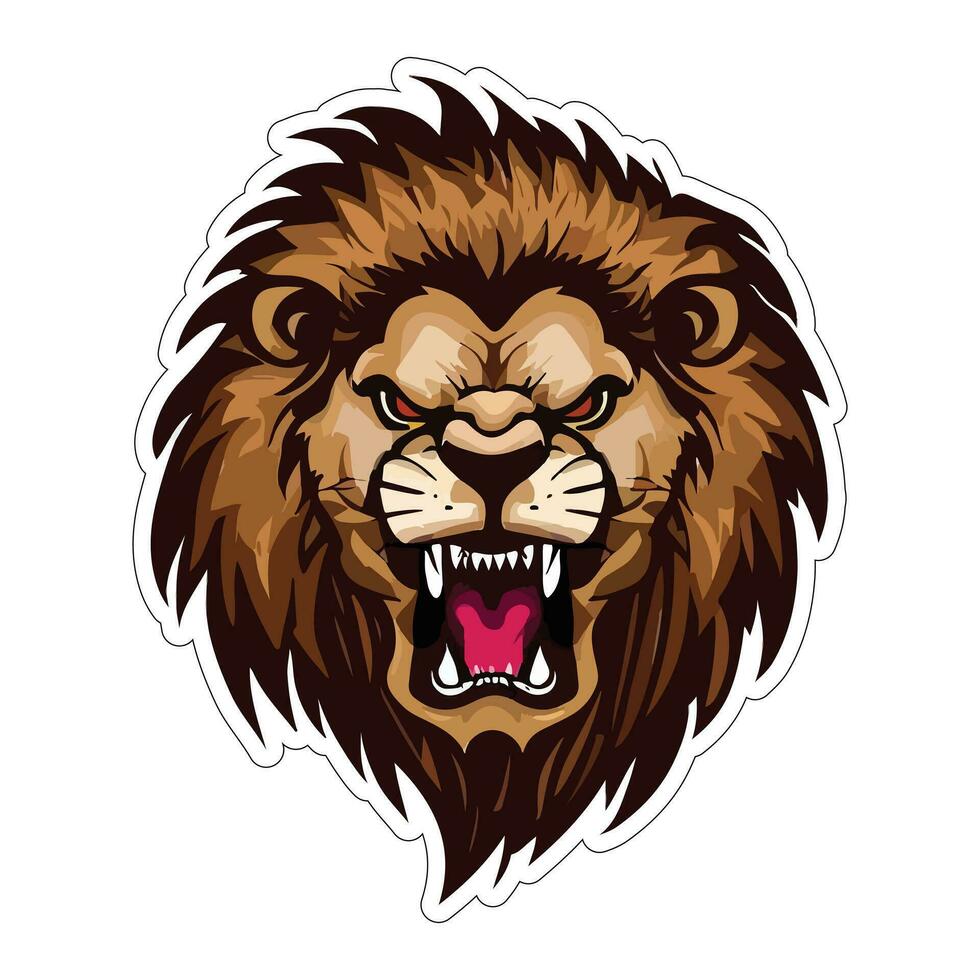 Lion face and head vector art sticker and logo template