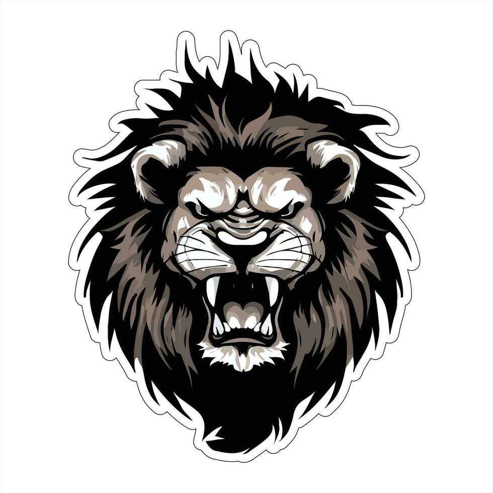 Lion face and head vector art sticker and logo template