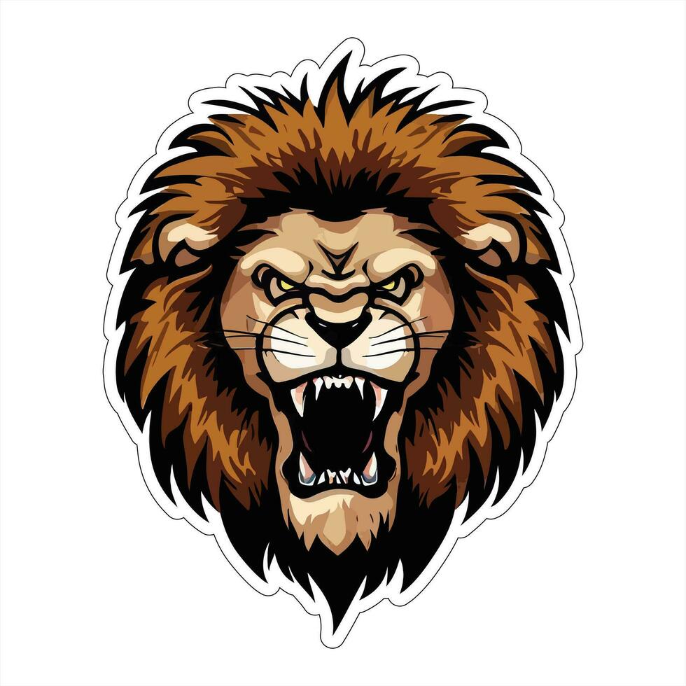 Lion face and head vector art sticker and logo template