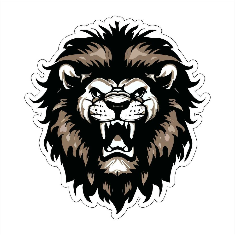 Lion face and head vector art sticker and logo template
