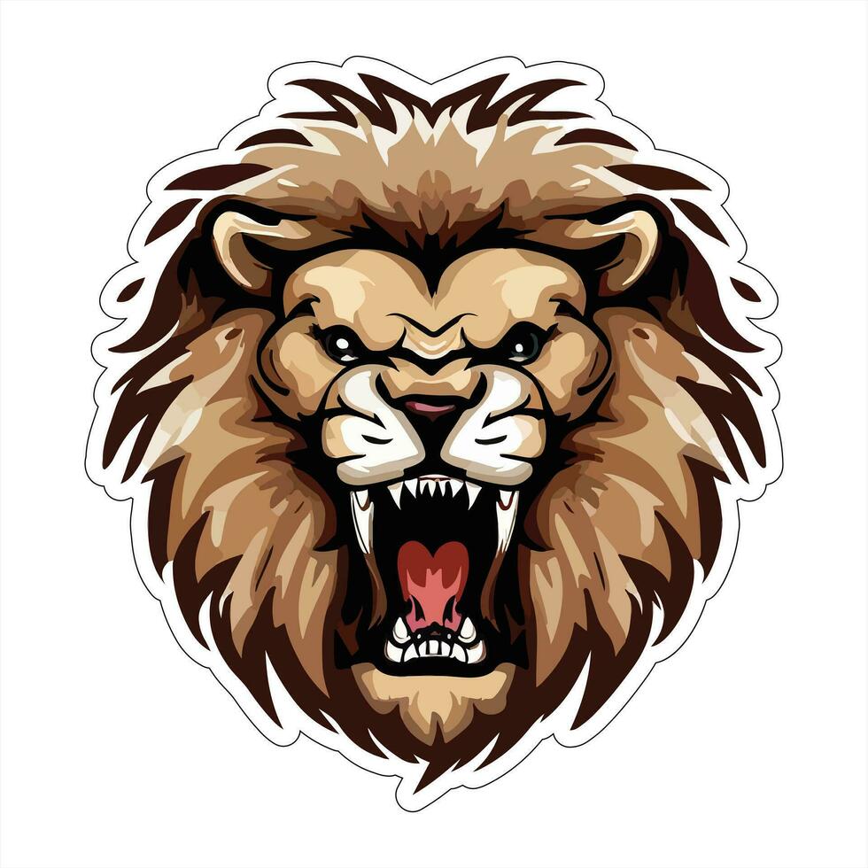 Lion face and head vector art sticker and logo template