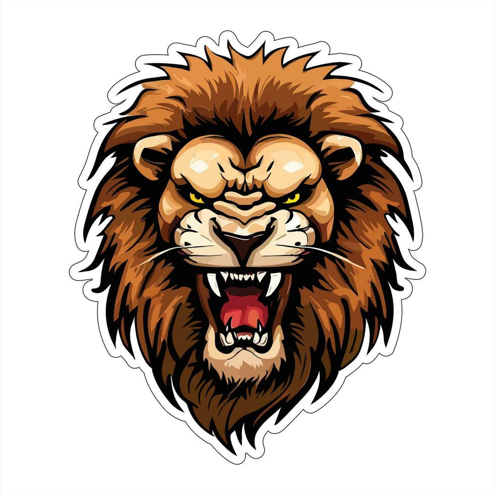 Lion face and head vector art sticker and logo template