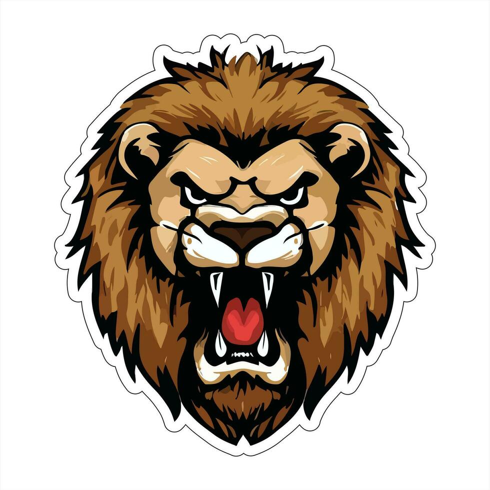 Lion face and head vector art sticker and logo template