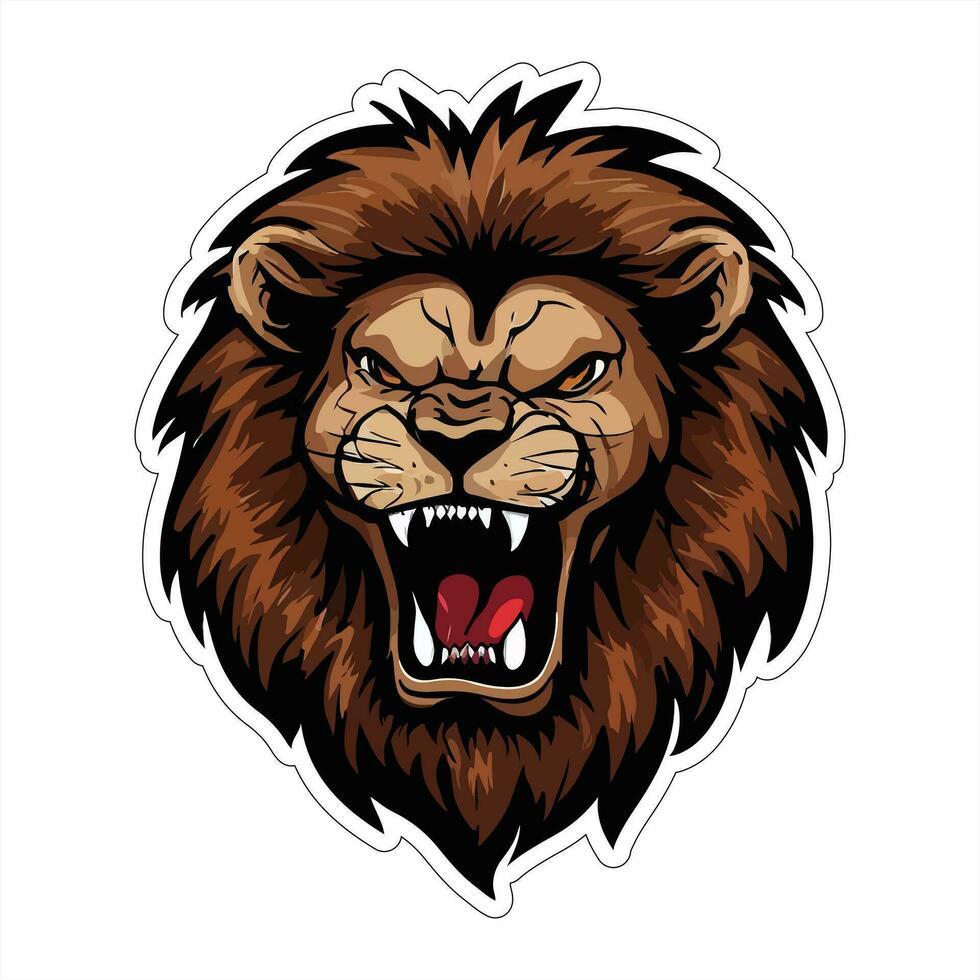 Lion face and head vector art sticker and logo template