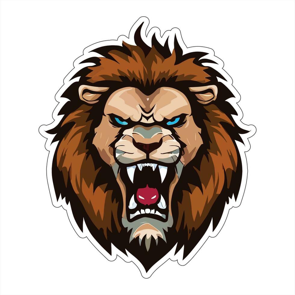 Lion face and head vector art sticker and logo template