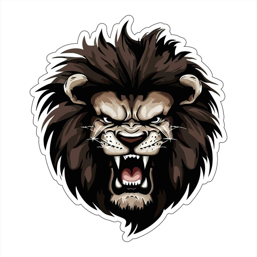 Lion face and head vector art sticker and logo template