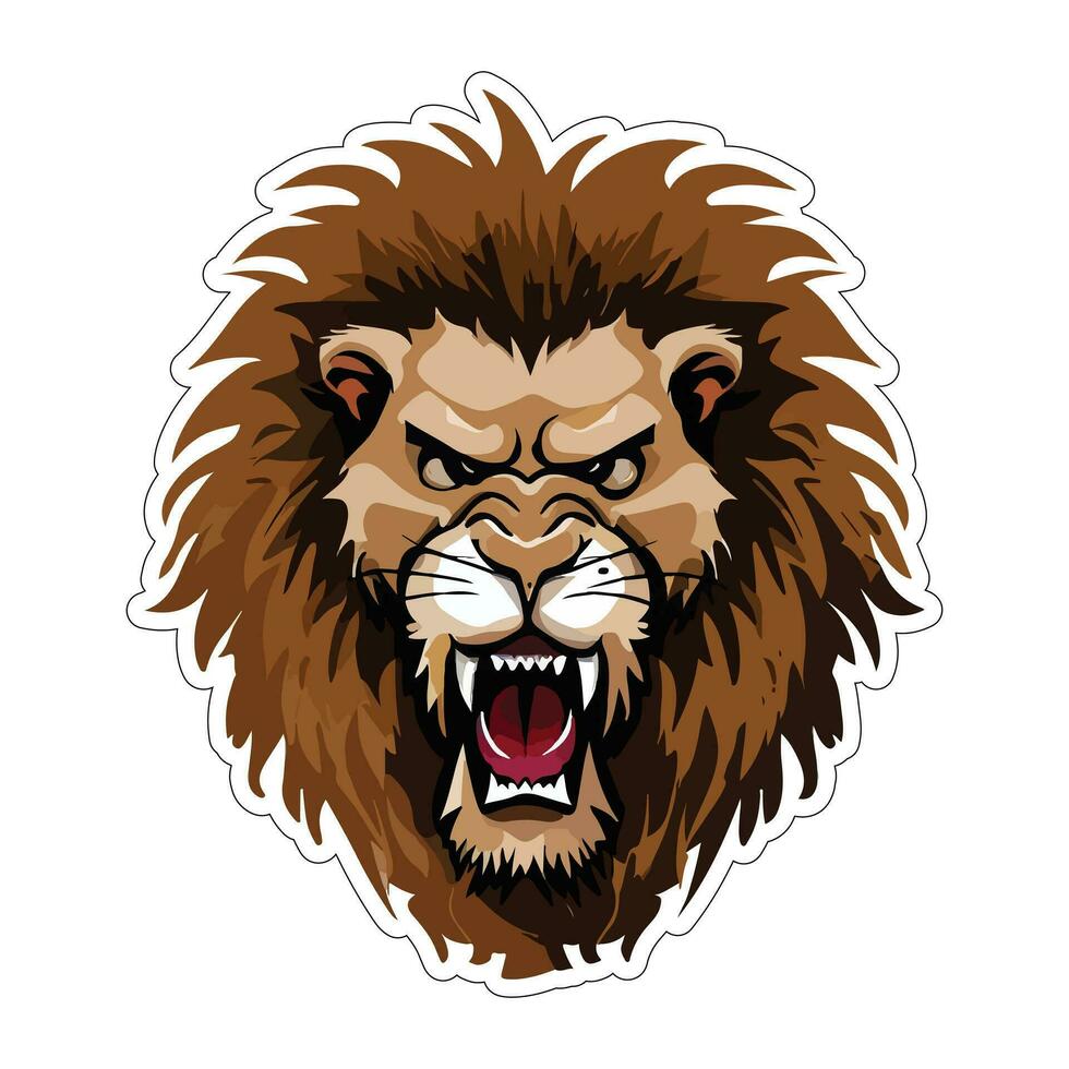 Lion face and head vector art sticker and logo template