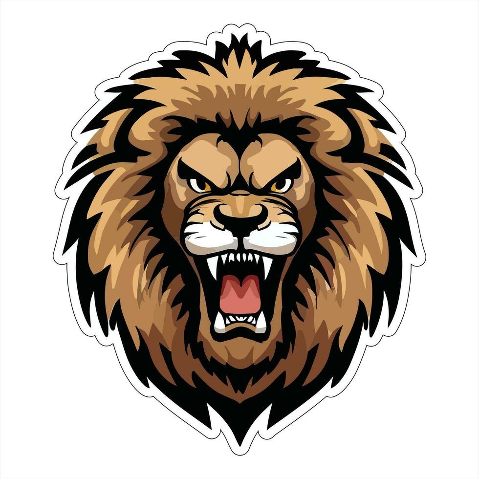 Lion face and head vector art sticker and logo template