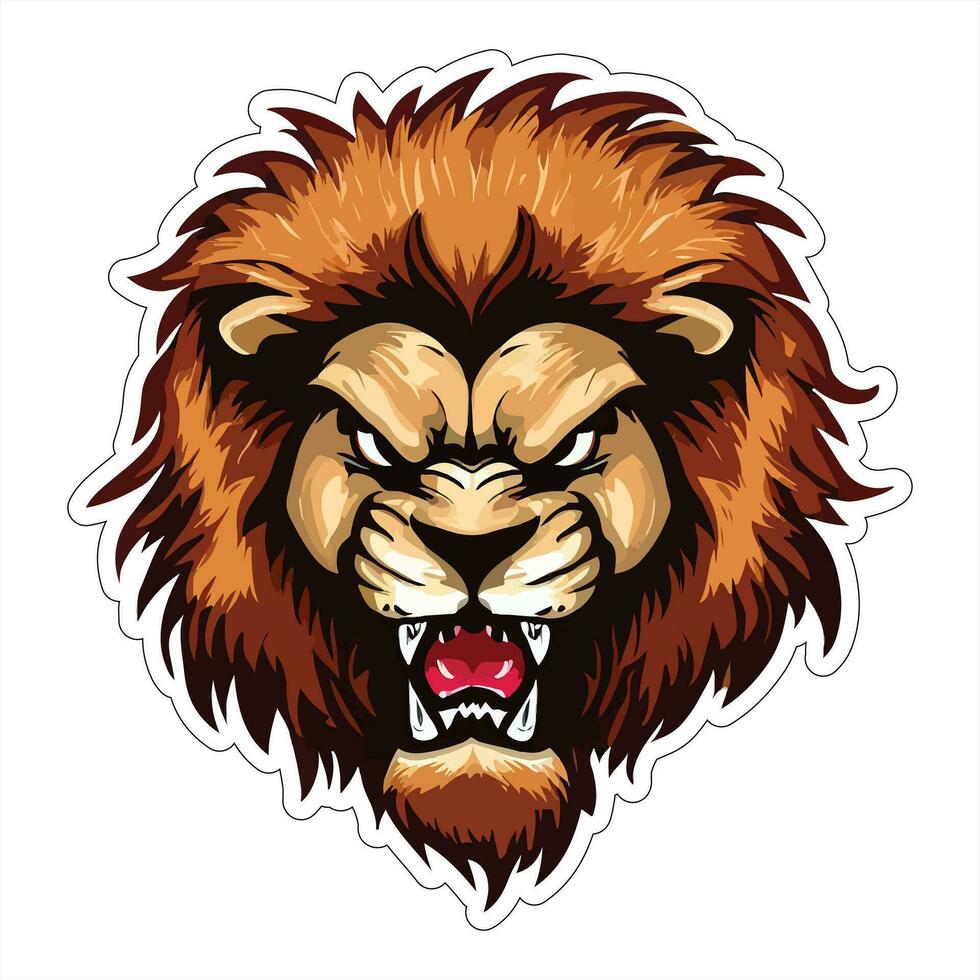 Lion face and head vector art sticker and logo template