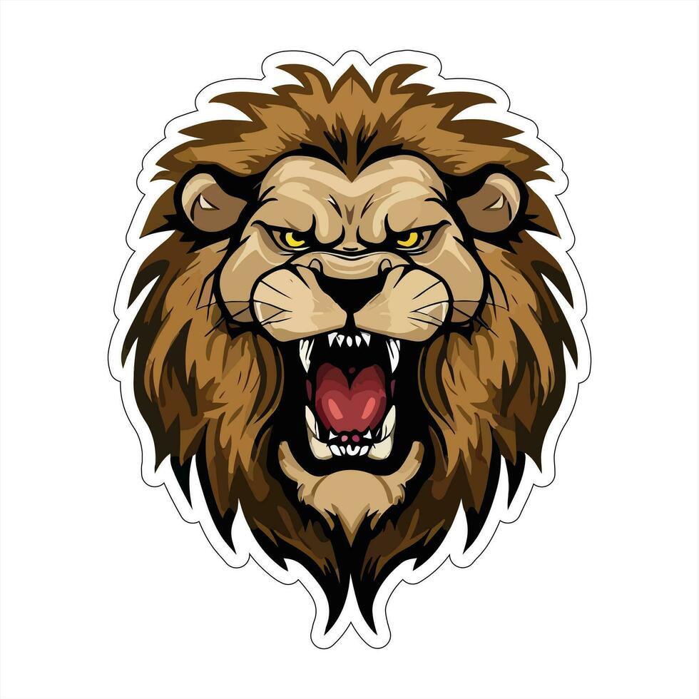 Lion face and head vector art sticker and logo template