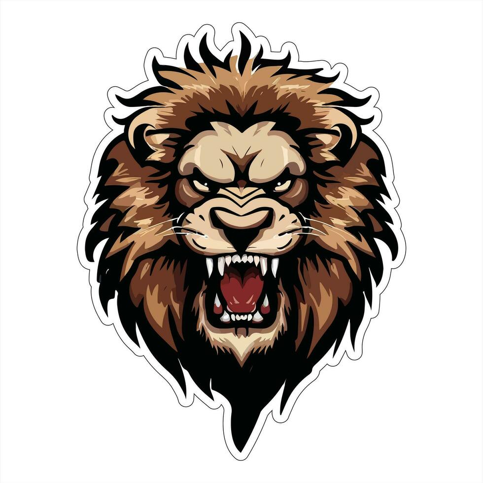 Lion face and head vector art sticker and logo template