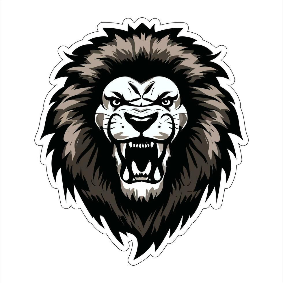 Lion face and head vector art sticker and logo template