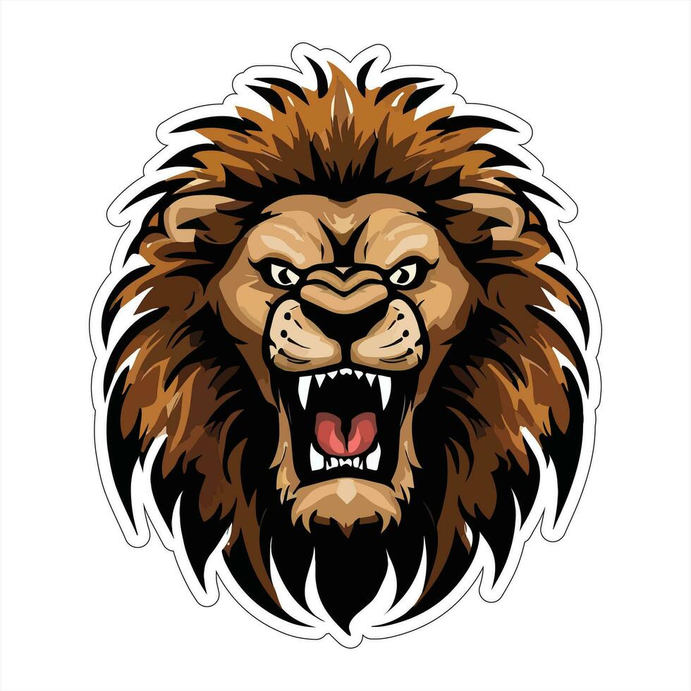 Lion face and head vector art sticker and logo template