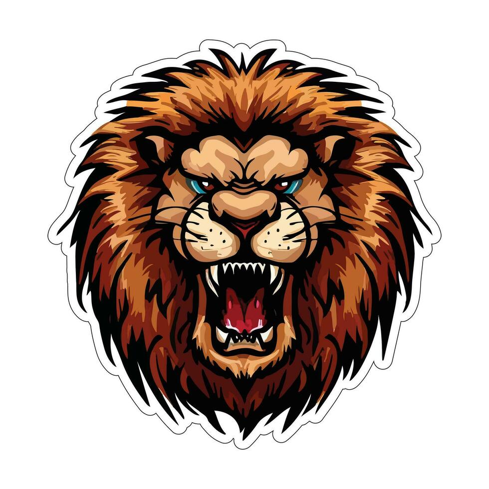 Lion face and head vector art sticker and logo template