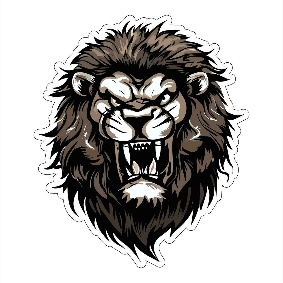 Lion face and head vector art sticker and logo template