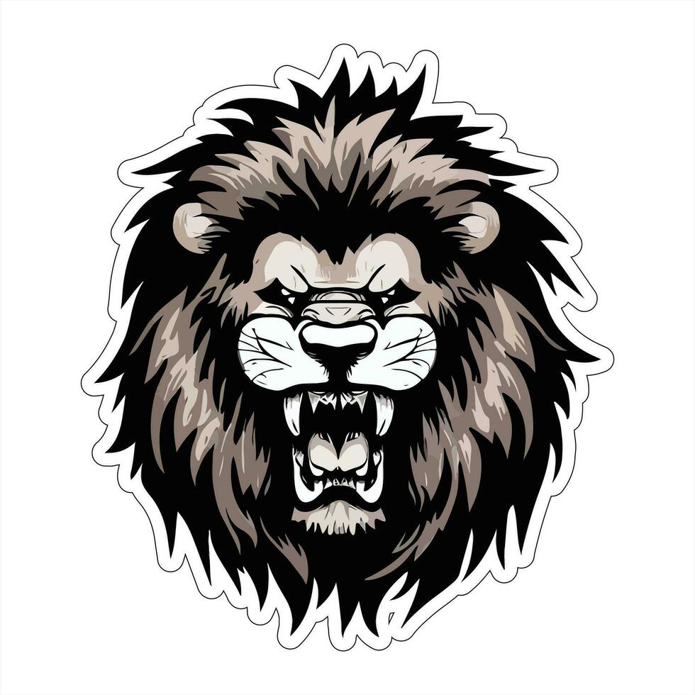 Lion face and head vector art sticker and logo template