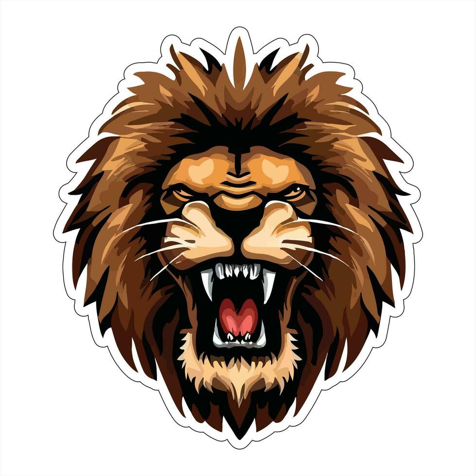 Lion face and head vector art sticker and logo template