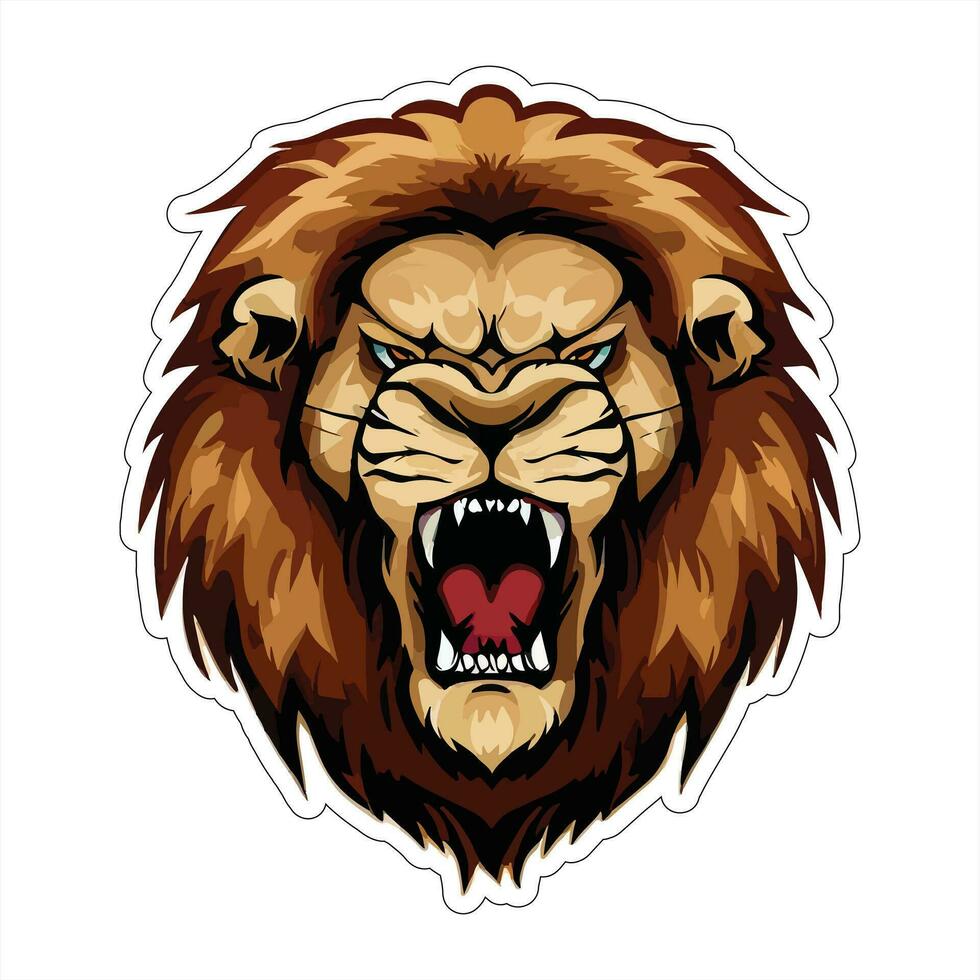 Lion face and head vector art sticker and logo template