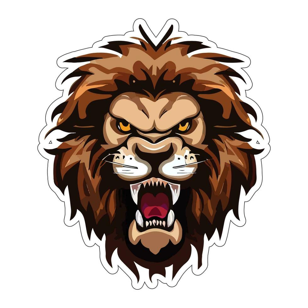 Lion face and head vector art sticker and logo template