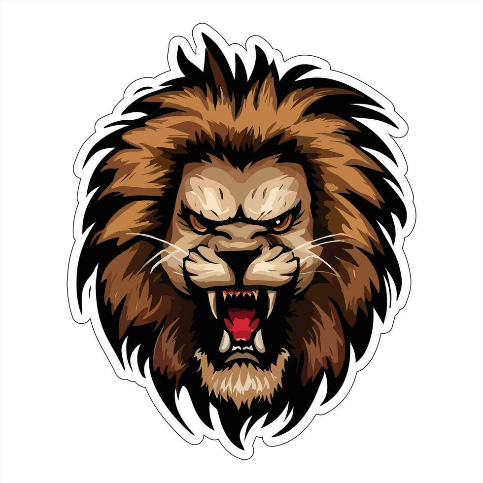 Lion face and head vector art sticker and logo template