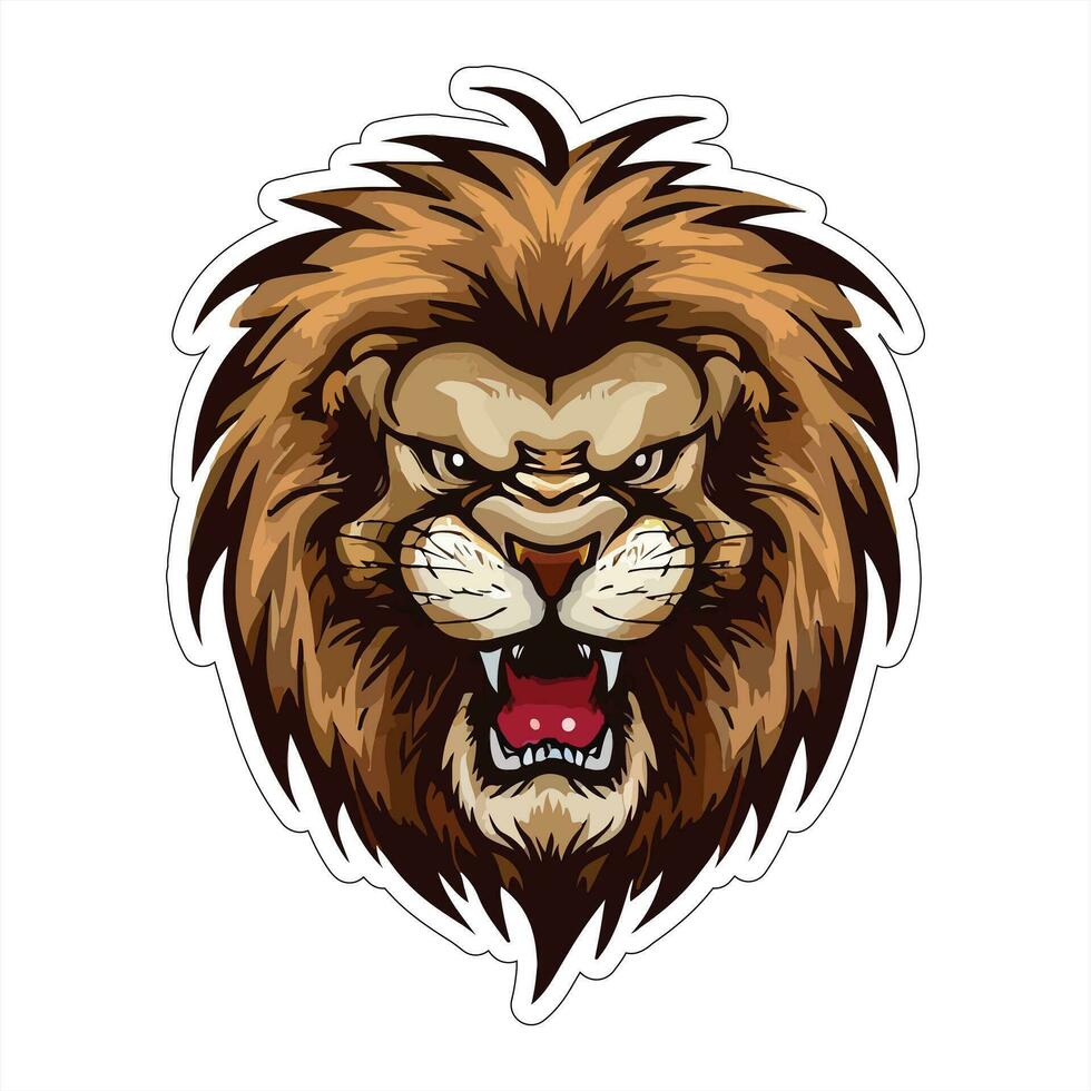 Lion face and head vector art sticker and logo template