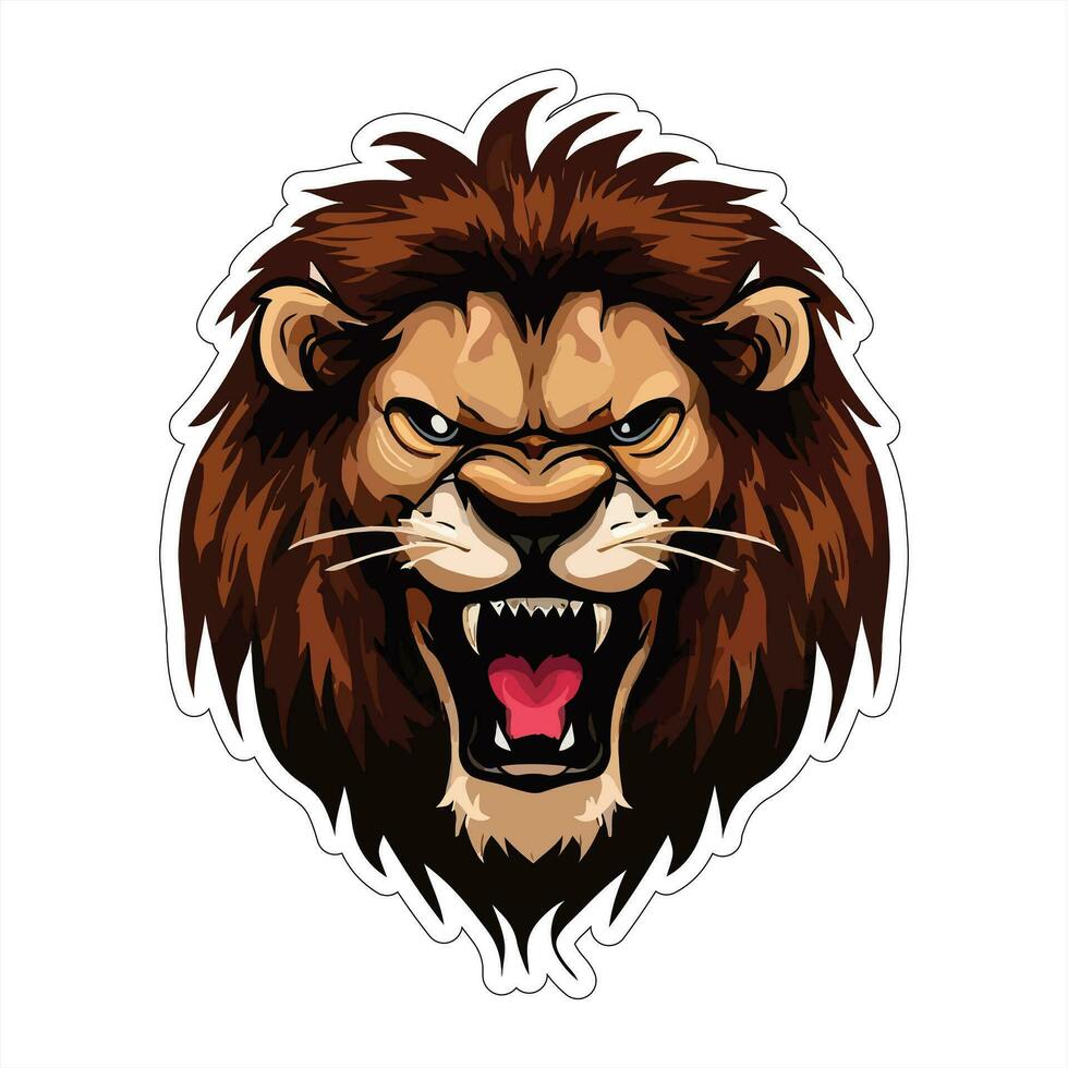 Lion face and head vector art sticker and logo template