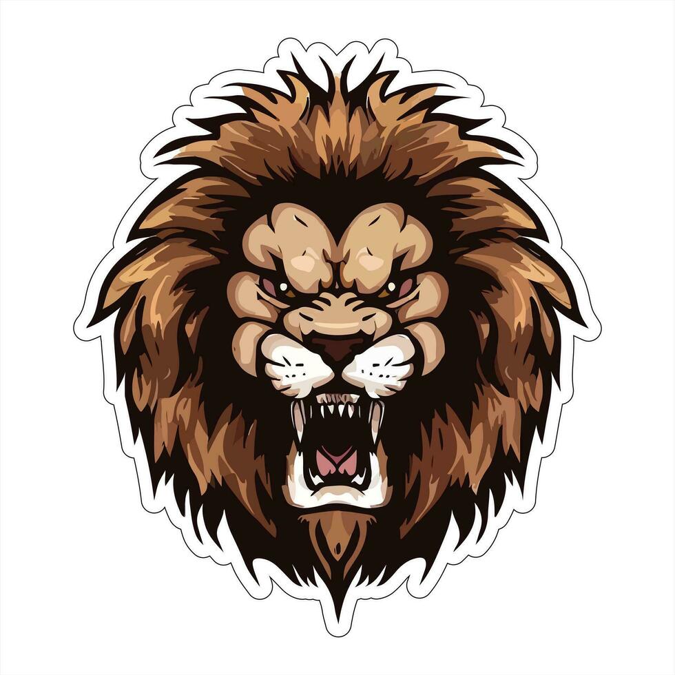 Lion face and head vector art sticker and logo template