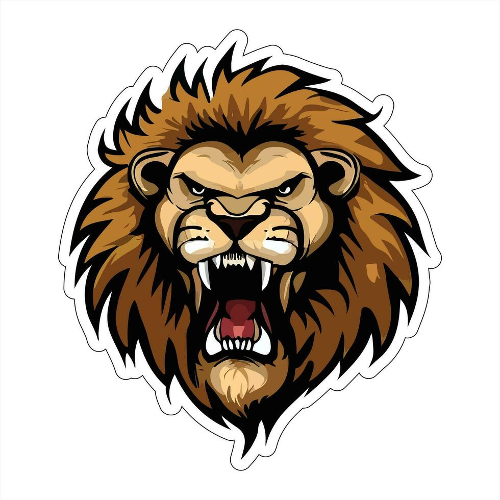 Lion face and head vector art sticker and logo template