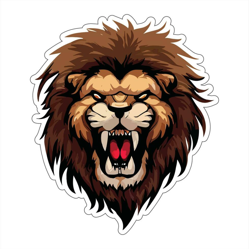 Lion face and head vector art sticker and logo template