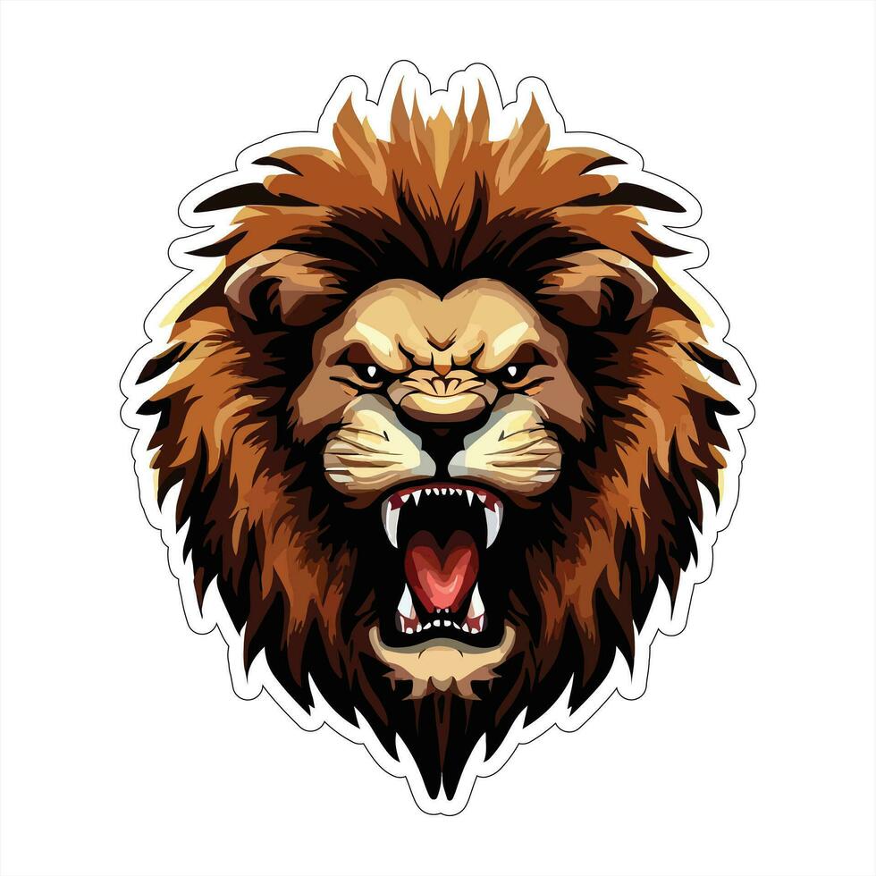 Lion face and head vector art sticker and logo template