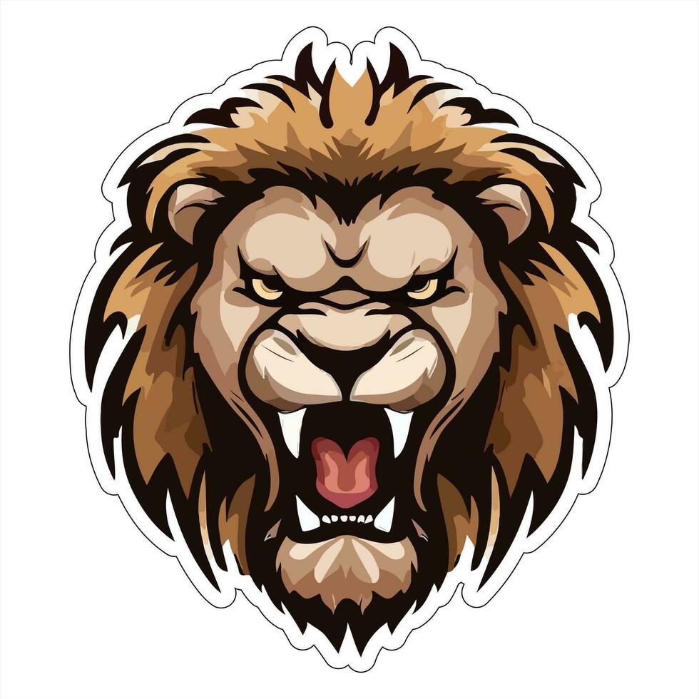 Lion face and head vector art sticker and logo template