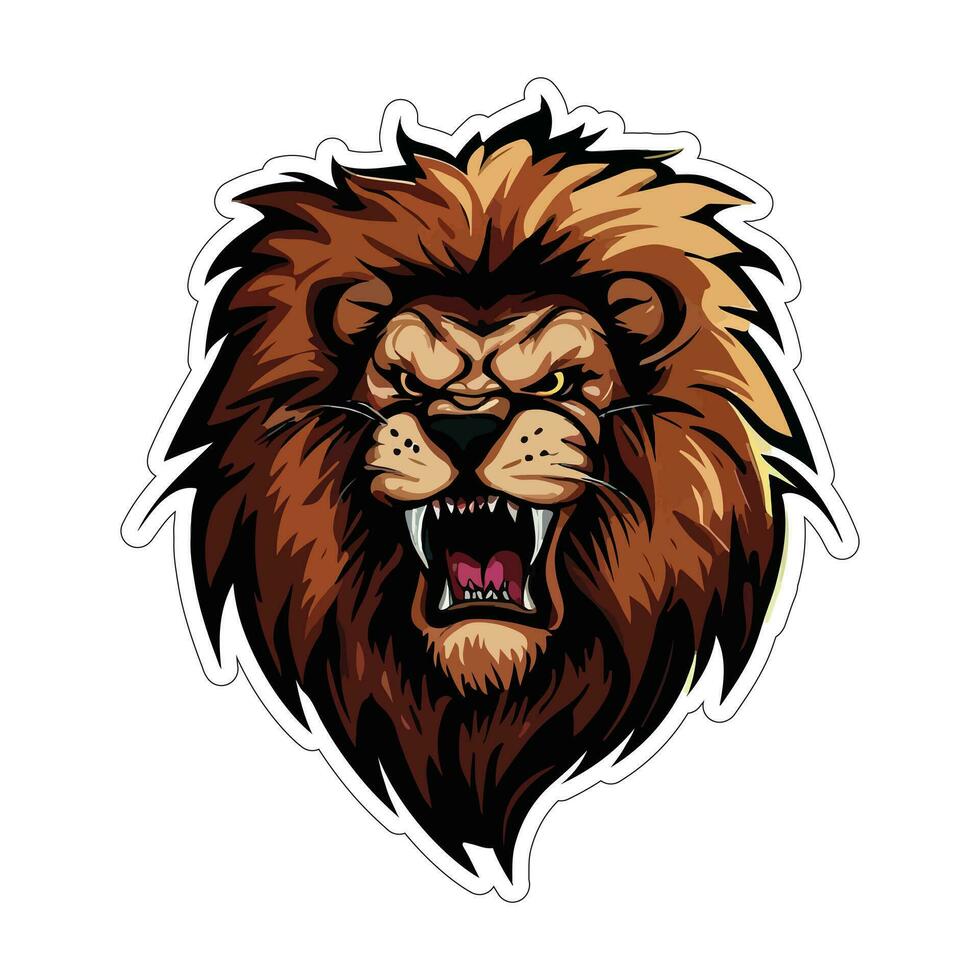 Lion face and head vector art sticker and logo template
