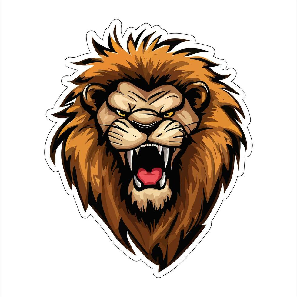 Lion face and head vector art sticker and logo template