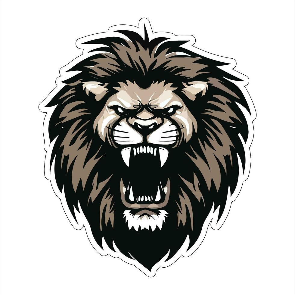 Lion face and head vector art sticker and logo template